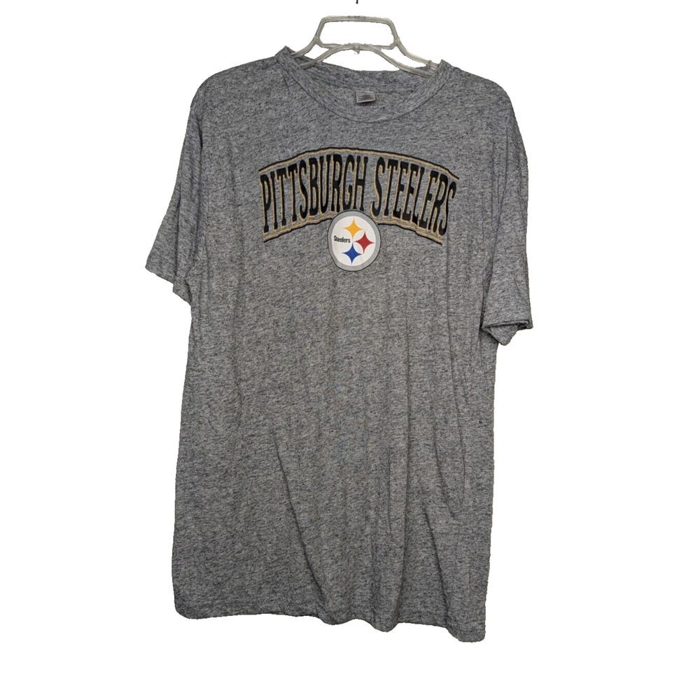 Pittsburgh‎ Steelers Short Sleeve Shirt Mens Large Grey Crew Neck NFL Football